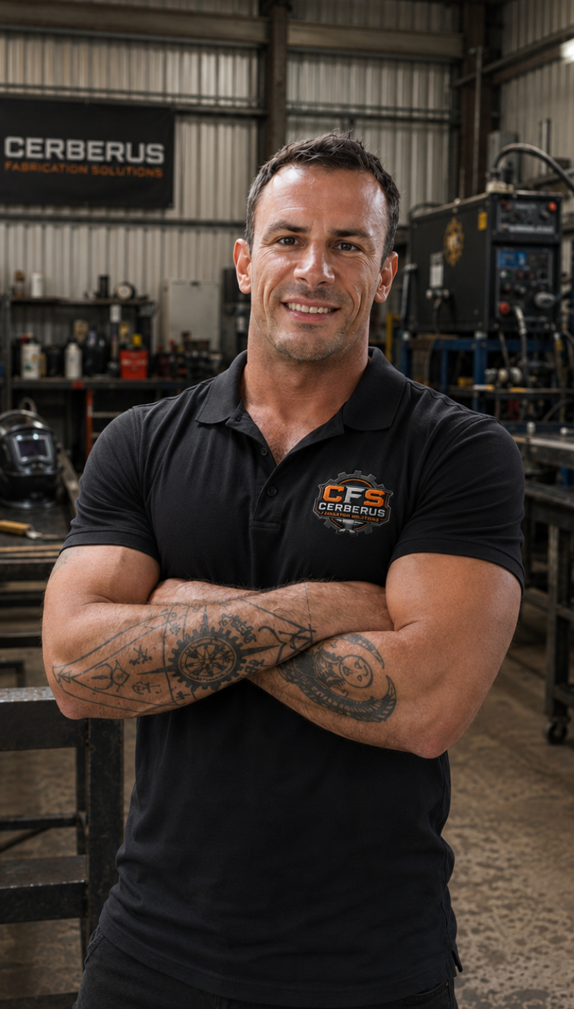 Cerberus Fabrication Solutions owner in workshop